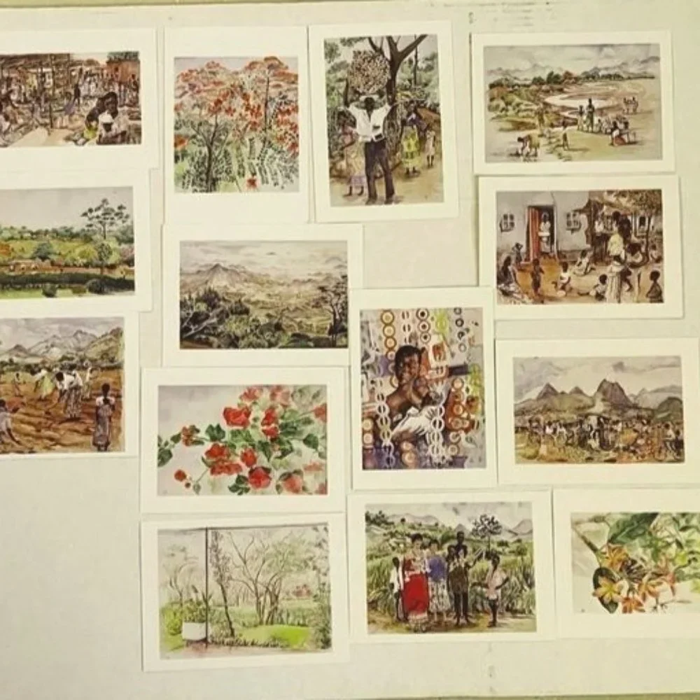 Watercolor by Dorothy B. Hayes 1994 Blank‎ Cards Set of 14 Floral People Farm